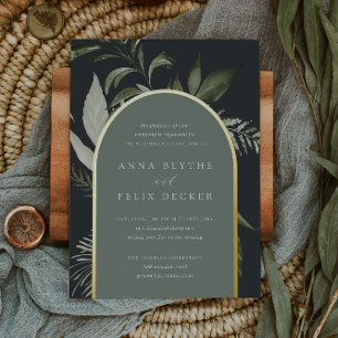 Invitation En Aluminium Mariage sous l'Arche Botanique Verte de Prairie d'
