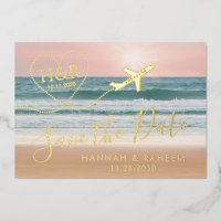 Mariage sur la plage Coucher de soleil Cœur Avion