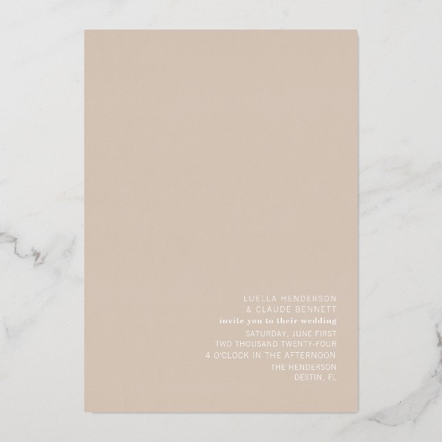 Invitation En Aluminium Mariage sur sable de palmiers (Recto)
