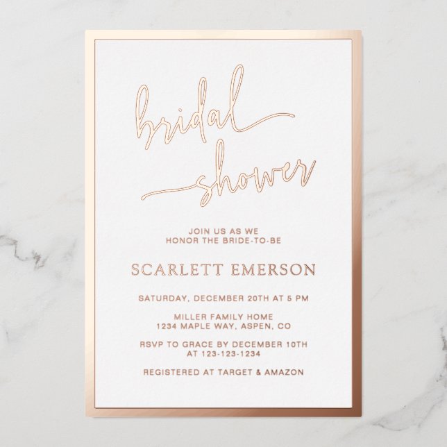 Invitation En Aluminium Mariage Thème Rose Gold (Recto)