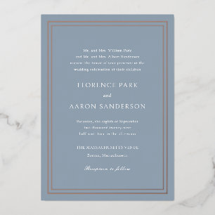 Invitation En Aluminium Mariage traditionnel Dusty Blue intemporel
