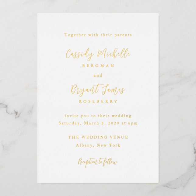 Invitation En Aluminium Mariage Traditionnel Élégant (Recto)