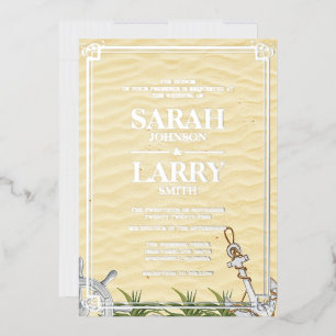Invitation En Aluminium Mariage Traditionnel Élégant et Thème de Plage en