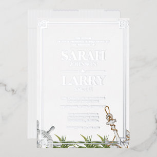 Invitation En Aluminium Mariage traditionnel élégant et thème plage en or