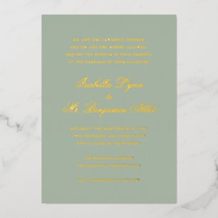 Invitation En Aluminium Mariage traditionnel Gold Sage Vert
