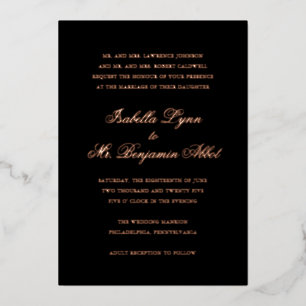 Invitation En Aluminium Mariage traditionnel noir élégant