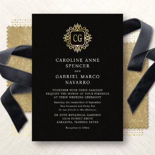 Invitation En Aluminium Mariage Traditionnel Orné Monogramme