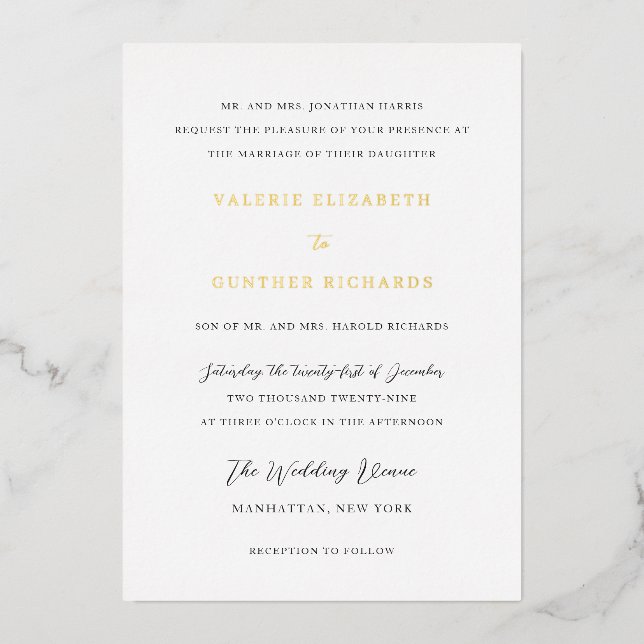 Invitation En Aluminium Mariage Traditionnel Simple (Recto)
