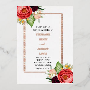 Invitation En Aluminium Mariage Tropical Floral Moderne