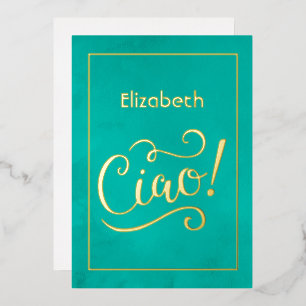 Invitation En Aluminium Mariage Turquoise et Or Thème Vin Italien