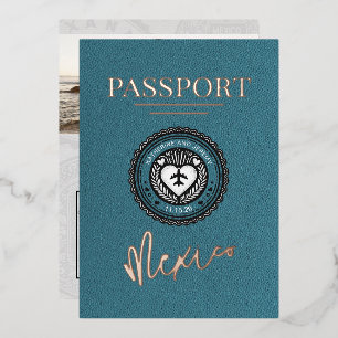 Invitation En Aluminium Mariage turquoise Mexique Passport