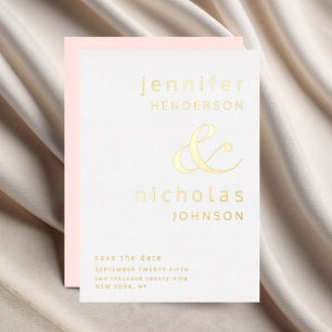Invitation En Aluminium Mariage Typographie Rose Pâle Économisez La Date O