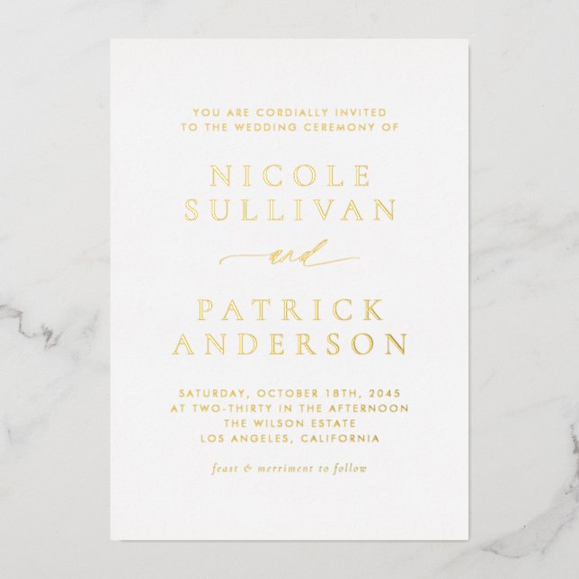Invitation En Aluminium Mariage Typographie Simple Moderne (Recto)