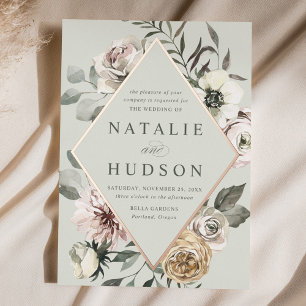 Invitation En Aluminium Mariage vert de l'image de la trame florale hivern
