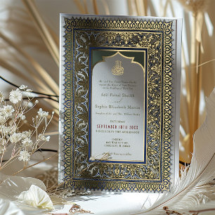 Invitation En Aluminium Mariage vert émeraude islamique ottoman turc