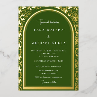 Invitation En Aluminium Mariage Vert Forêt (Rétro-Pointillé)