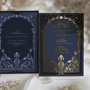 Invitation En Aluminium Mariage Victorien de Conte de Fées Bleu Céleste et