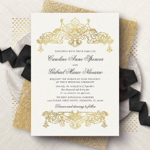 Invitation En Aluminium Mariage Vintage Baroque Royale Orné