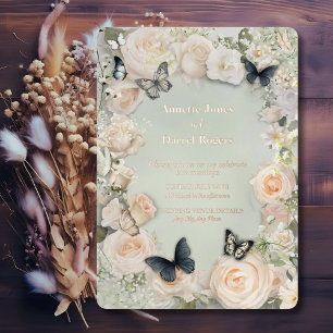 Invitation En Aluminium Mariage vintage de mesure des papillons botaniques
