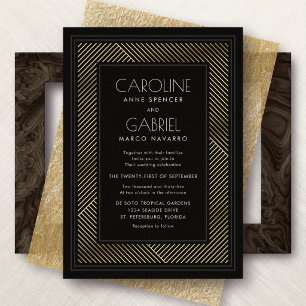 Invitation En Aluminium Mariage Vintage Glam Gatsby Art Déco des Années 20