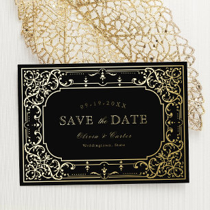 Invitation En Aluminium Mariage vintage or élégant romantique orné