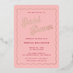 Invitation En Aluminium Mariage Vintage Rétro Rose Fuchsia Vague Shower de