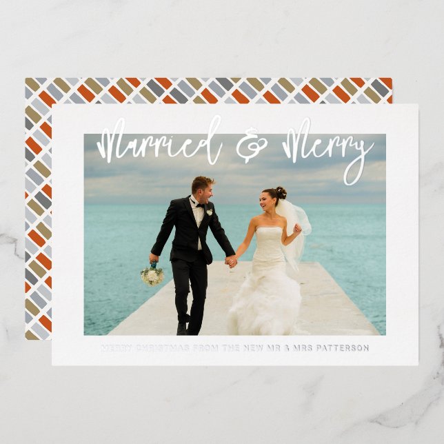 Invitation En Aluminium Marié & Joyeux Mariage M & Mme Premier Noël (Recto/Verso)