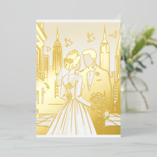 Invitation En Aluminium Mariée et marié de New York City
