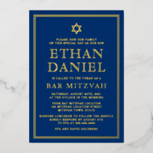 Marine bleu bar mitzvah étoile de David or ou arge