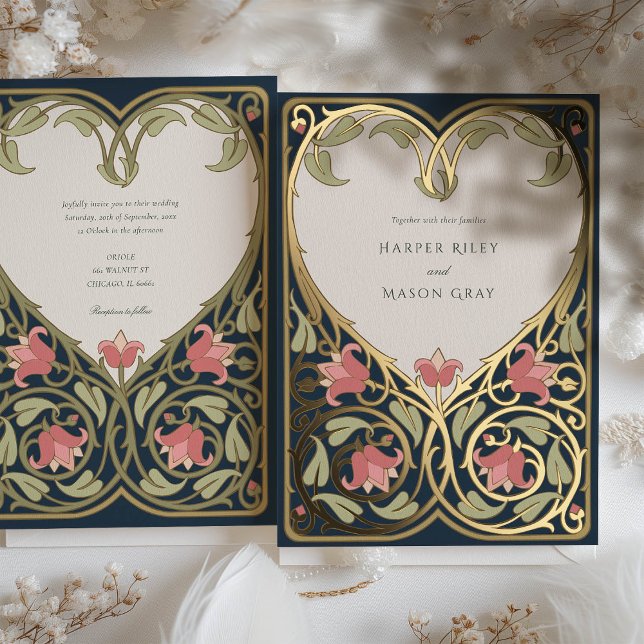 Invitation En Aluminium Marine Bourgogne Nouveau Amour Mariage de coeur (Créateur téléchargé)