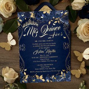 Invitation En Aluminium Marine Floral Garden Gold Mis Quince Quinceanera