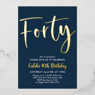 Invitation En Aluminium Marine Gold 40e anniversaire Mens Moderne