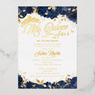 Invitation En Aluminium Marine Rose Mis Quince Gold Quinceanera