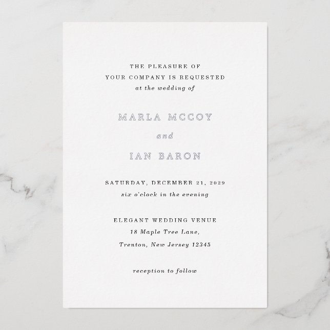 Invitation En Aluminium Marla Classic Mariage (Recto)