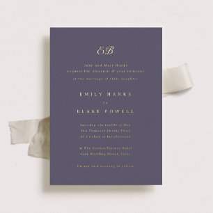 Invitation En Aluminium Marseille Elegant Mariage violet et or huile