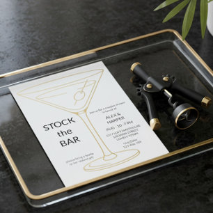 Invitation En Aluminium Martini feuille d'or Minimaliste Approvisionnez le