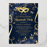 Invitation En Aluminium Mascarade papillon Royal Navy Quinceanera<br><div class="desc">Plus Jolie Marine Quinceanera Gold Invitations d'anniversaire dans le Little Bayleigh Store!</div>