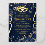 Invitation En Aluminium Mascarade papillon Royal Navy Quinceanera<br><div class="desc">Plus Jolie Marine Quinceanera Gold Invitations d'anniversaire dans le Little Bayleigh Store!</div>