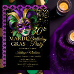 Invitation En Aluminium Masquerade Mask Mardi Gras 30th Birthday Party<br><div class="desc">Make a bold and unforgettable statement with this Elegant Masquerade Mask 30th Birthday Party Invitation. Featuring an ornate masquerade mask in rich purple, green, and gold tones, this design is accented with shimmering real gold foil confetti and foil typography for a truly luxurious finish. Set against a dramatic black background,...</div>