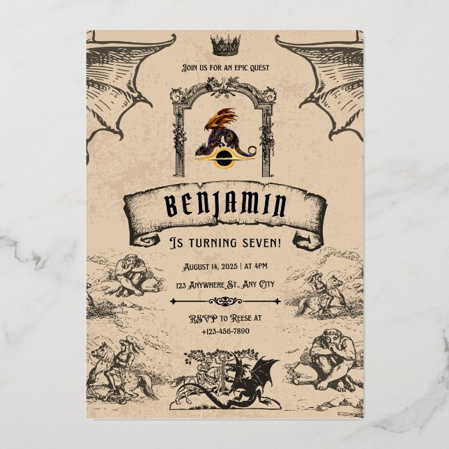 Invitation En Aluminium médiéval (Recto)