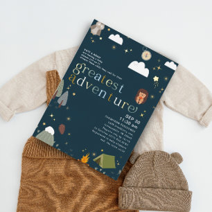 Invitation En Aluminium Meilleure aventure Boy Marine Baby shower Gold