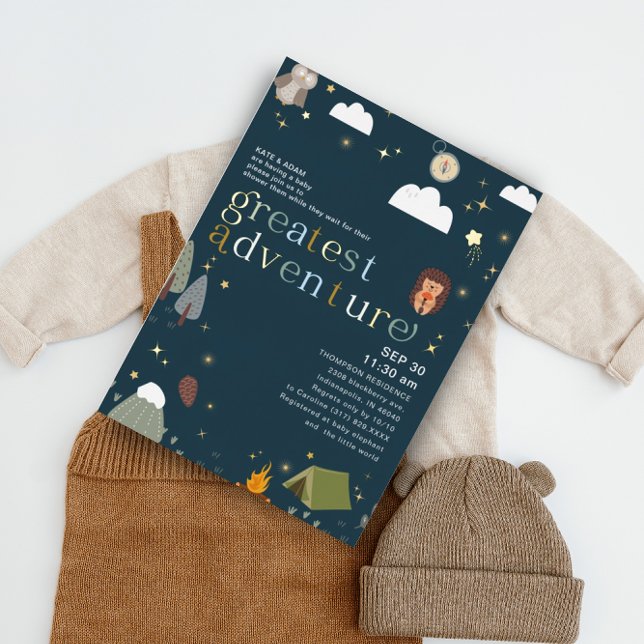 Invitation En Aluminium Meilleure aventure Boy Marine Baby shower Gold (Créateur téléchargé)