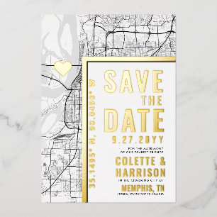 Invitation En Aluminium Memphis Love Locator Enregistrement de mariage à