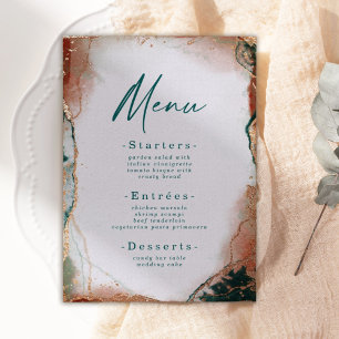 Invitation En Aluminium Menu abstrait aquarelle sarcelle et or rose réel
