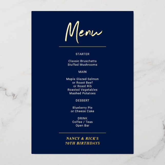 Invitation En Aluminium Menu de fête d'anniversaire avec lettrage moderne  (Recto)