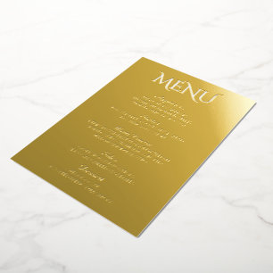 Invitation En Aluminium Menu de mariage élégant minimaliste avec feuille d