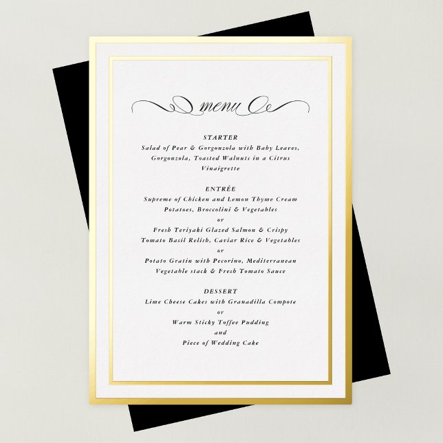 Invitation En Aluminium Menu Mariage de cadre Gold Foil de calligraphie of (Créateur téléchargé)