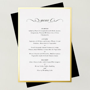Invitation En Aluminium Menu Mariage de cadre Gold Foil de calligraphie of