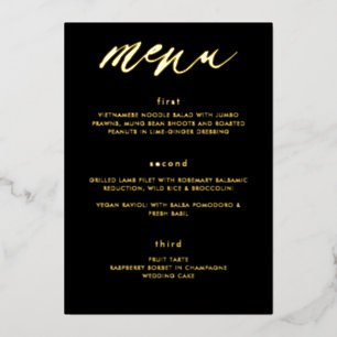 Invitation En Aluminium Menu Mariage de calligraphie noir moderne