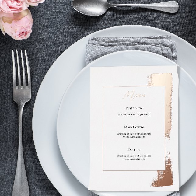 Invitation En Aluminium Menu mariage moderne avec feuille peinte (Créateur téléchargé)